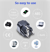 Adaptateur de voyage USA vers Europe, type Schuko E/F, prise d'alimentation 2 en 1, certifié CE, conforme RoHS, compatible ordinateur portable, neuf