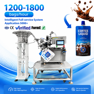 Machine de remplissage et de bouchage automatique rotative de liquides de bureau, machine d'emballage de liquides de café, de pâte de sésame, de sachets à bec verseur - Product Image 1