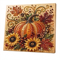 Kit de Peinture 3D aux Perles Citrouille Récolte d'Automne DIY Faite à la Main Style Rustique Décoration Murale Forme Carrée Cadeau Saisonnier