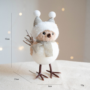 Ornements d'oiseaux en plastique écologiques extra-larges en gros, oiseaux de Noël mignons avec des bonnets de Père Noël et des écharpes pour la décoration d'arbre et de maison - Product Image 6