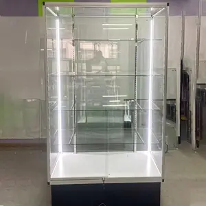 Smoke Shop Display Case Glass Retail Boutique Display Cabinet Cigars Phone Showcase With LED Light Full Vision Display Show Case