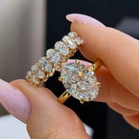 Bague Tennis en Argent Sterling 925 Plaqué Or pour Femme, Classique, Anneau d'Éternité, Ovale 3*5 CZ, Plaqué Or Fin, Cadeau de Mariage et Fiançailles