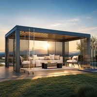 Pergola à toit ouvrant électrique en aluminium avec stores orientables, auvent de jardin avec éclairage LED pour cour arrière