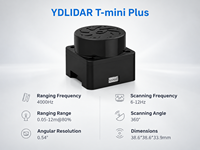 YDLIDAR T-mini Plus Scanner LiDAR 2D compact, capteur de nuage de points 12m pour la navigation de robots aspirateurs, SLAM et l'automatisation