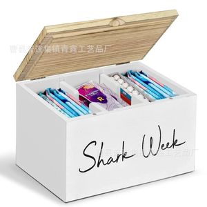 Caja de almacenamiento de madera con tapa para artículos de baño y productos de higiene femenina, rectangular, duradera y independiente - Product Image 1