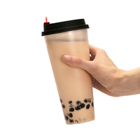 Tasses à thé Boba en plastique d'injection réutilisables transparentes/mates de 500ml /700ml d'épaisseur avec logo personnalisé tasse à thé à bulles avec couvercle