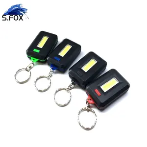 Promotion Plastic Custom LOGO Dry Battery Keychain Light 0.5W COB Mini Led lights with Keyring