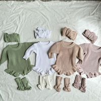 Offre Spéciale nouveau-né bébé barboteuse fille garçon à manches longues tricot barboteuses onesies barboteuses chapeau bonnet ensembles