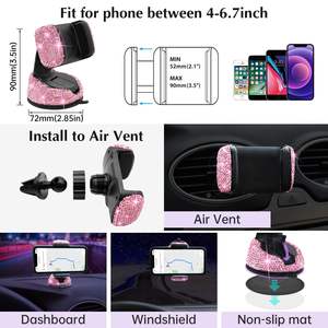 Roze Diamant Bling Auto Telefoonhouder Bling Auto Stuurwielhoes Strass Bling Auto Accessoires Set - Product Image 4
