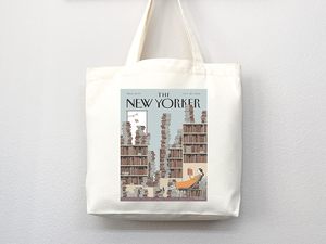 Bolsa de Lona con Diseño Estético de la <span class=keywords><strong>Portada</strong></span> de la Revista <span class=keywords><strong>New</strong></span> <span class=keywords><strong>Yorker</strong></span>, con Dos Asas y Patrón de Dibujos Animados - Product Image 2