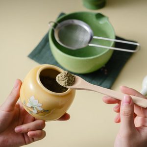 Juego de Tazas de Matcha de Cerámica con Batidor de Bambú, Utensilios para la Ceremonia del Té de Gres Verde, Diseño Wabi Sabi, Resistente al Calor - Product Image 6