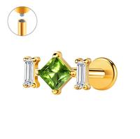 Anting-anting tusuk titanium lapis pelangi dengan potongan marquise zircon klasik Lotus, polesan tinggi, bagian belakang datar, hadiah perhiasan.