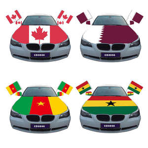 Housse de capot de voiture Mexique, drapeau Qatar Coupe du Monde, en tissu polyester élastique, bannière de capot de voiture - Product Image 3