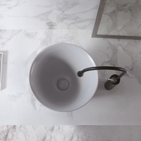 Vasque de salle de bain ronde moderne et minimaliste à poser, en porcelaine artistique, pour salles de bain contemporaines