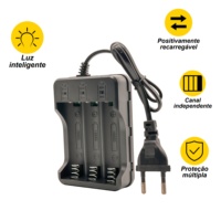 Chargeur de batterie intelligent 18650 à 3 emplacements pour Li-Ion avec lumière LED, canaux indépendants, protection multiple, prise murale UE