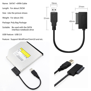 Bộ Chuyển Đổi <span class=keywords><strong>USB</strong></span> 2.0 Sang Mini <span class=keywords><strong>Sata</strong></span> <span class=keywords><strong>II</strong></span> 7 + 6 13Pin Cáp Chuyển Đổi Cho Máy Tính Xách Tay CD/DVD ROM Bộ Chuyển Đổi Ổ Đĩa Slimline HDD Caddy - Product Image 6