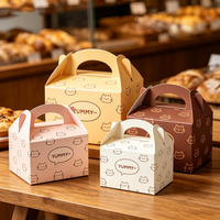 Boîte à pâtisserie avec poignée, illustration de chat mignon, expédition rapide en 72h, boîte cadeau en carton imperméable
