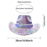 Chapeaux de fête pour femmes, style cowboy, à imprimé serpent irisé violet, ornés de paillettes et de clous, pour le Pride, les raves, les enterrements de vie de jeune fille et les festivals de musique, vente en gros