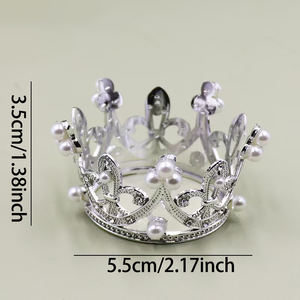 تاج صغير من اللؤلؤ لتزيين الكعك، زينة لحفلات أعياد الميلاد، إكسسوار للرأس لحفلات أعياد الميلاد - Product Image 4