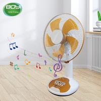 Ventilateur de table solaire portable 12V rechargeable avec panneau, lecteur de musique intégré