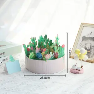 Cactus Plant Pot Flowers 3D Pop Up Cards Greeting Cards for All Occasion Congratulation Valentine's Day Birthday or Wedding