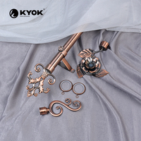 Tringle à rideaux élégante KYOK - Tringle torsadée en cuivre antique avec embouts ornés multi-styles pour salon et chambre