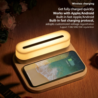 Lampe de chevet S26L avec chargeur sans fil 15W, lampe de bureau à charge rapide avec chargeur sans fil pour téléphone Android