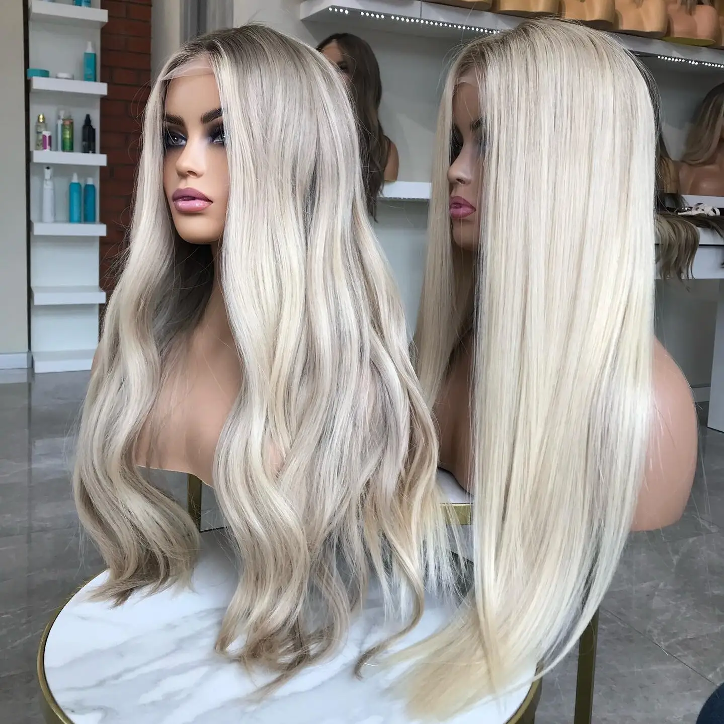 Perruques péruviennes Lace Front perruque de cheveux humains Full Lace Blonde naturelle pour les femmes blanches de haut niveau perruques frontales en dentelle alignées sur les cuticules