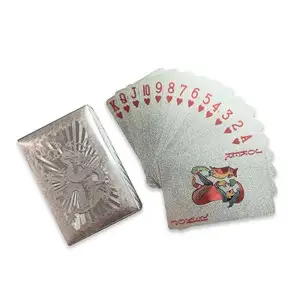 Hot Selling Gold Playing Cards Deck Custom Zwart Zilver Gold Folie Poker Card Game Plastic Waterdichte 24K Gouden Speelkaarten