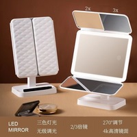 Miroir de maquillage LED avec design rotatif, interrupteur tactile, cadre en plastique, style minimaliste, utilisation domestique, forme rectangulaire