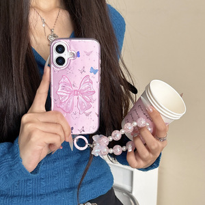 Ins Niche Laser Bow dentelle pour iPhone 16 Pro Max couverture Apple 17 Air étui de téléphone portable IPhones 15 Plus mignon téléphone en gros - Product Image 2