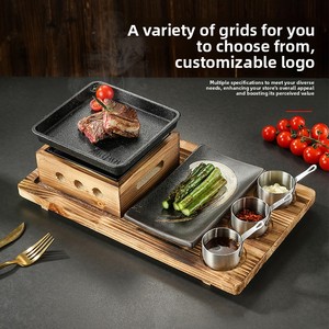 Juego de Hibachi Japonés, <span class=keywords><strong>Plancha</strong></span> de Hierro Fundido Cuadrada para Barbacoa, Estufa de Calentamiento con Alcohol, Placa de <span class=keywords><strong>Cocina</strong></span> para Conservación del Calor - Product Image 2