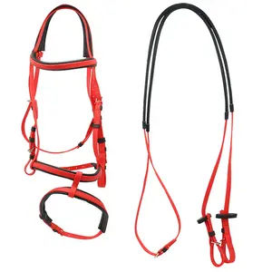 Weather Resistant PVC Equestrian Horse Riding bridle rein With Double Nose Band