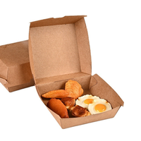 Boîte à hamburger en papier kraft de qualité alimentaire, résistante à l'huile, personnalisée, jetable, pour emporter, emballage pour la restauration rapide, usine OEM
