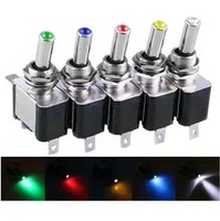 ASW-07D modifié 12V 20A RGB LED interrupteur de voiture SPDT couvercle en métal étanche fonction marche-arrêt équipement électrique bascule en plastique