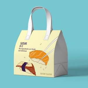 Sac à emporter personnalisé en non-tissé pour restaurant, restauration rapide, café, bubble tea, jus de fruits, boissons, sacs isothermes à emporter avec logo - Product Image 5