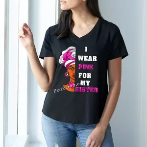 Camiseta con estampado de Guerrero para mujer, Camiseta con estampado de cáncer de pecho rosa para mujer