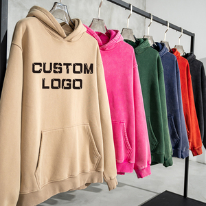 เสื้อฮู้ดดี้แบบหนาคุณภาพสูงสำหรับฤดูใบไม้ร่วง แบบเรียบๆ ไม่มีลาย  ทรงโอเวอร์ไซส์ สไตล์ฮิปฮอป สำหรับทั้งชายและหญิง รับสั่งทำ - Product Image 1