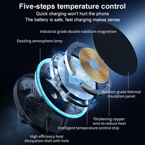 Chống sự can thiệp an toàn Sạc ánh sáng fod phát hiện nam châm hỗ trợ iphone14 Pro Series 15 Wát Max đầu ra <span class=keywords><strong>Qi</strong></span> xe sạc không dây - Product Image 3