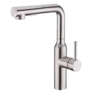 Modern Classic Single Handle Kitchen Faucet Ceramic Valve <b>Brushed</b> Finish <b>Deck</b> Mounted Stainless Steel Chrome Pull Spray 1 Year - Product Image 1