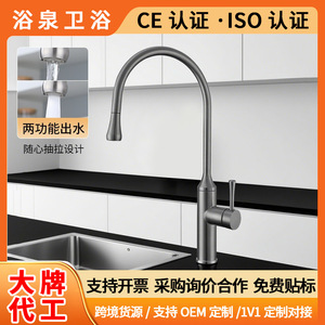 Kitchen Pull Out Faucet 304 Stainless Steel Single Handle Deck <b>Mounted</b> Rotatable Ceramic Valve Modern Style - Product Image 5