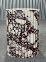Table d'appoint cannelée en marbre Calacatta Viola, socle cylindrique en marbre naturel pour salon, décoration intérieure, taille personnalisée