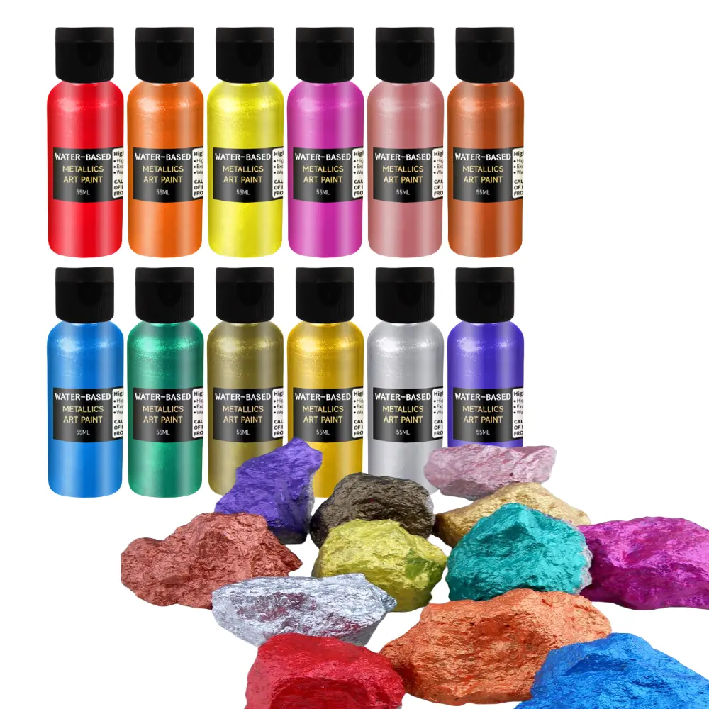 Timesrui Water-based Metallic Art Craft Paint Metal Acrylic Paint Non-toxic for DIY Crafts Art Canvas Crafts and Wood Painting