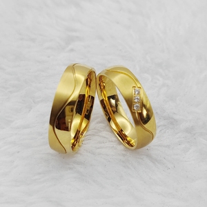 Vente chaude bijoux d'amant luxe son et le <span class=keywords><strong>sien</strong></span> anneaux de mariage promesse couples dorés anneaux grand 1 paire - Product Image 2