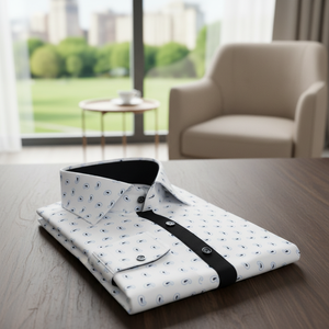 Camisa azul de lunares para hombre - Product Image 3