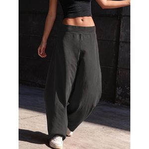 Custom <b>Women's</b> Baggy Wide Leg Track Pants High Waisted Elastic Barrel <b>Trousers</b> <b>With</b> <b>Pockets</b> Casual Gym Wear Summer Spandex - Product Image 5