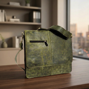 2026 New Style Green Color Genuine Leather Material Men's Messenger Sling <b>Bag</b> Business Shoulder <b>Bag</b> Causal <b>Crossbody</b> <b>Bag</b> For Men - Product Image 1