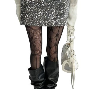 Mu Ruan Thigh High Fishnet Stockings Black Transparent With Cross Suspenders Women's Punk Style Anti <b>Slip</b> <b>Nylon</b> Legwear - Product Image 5