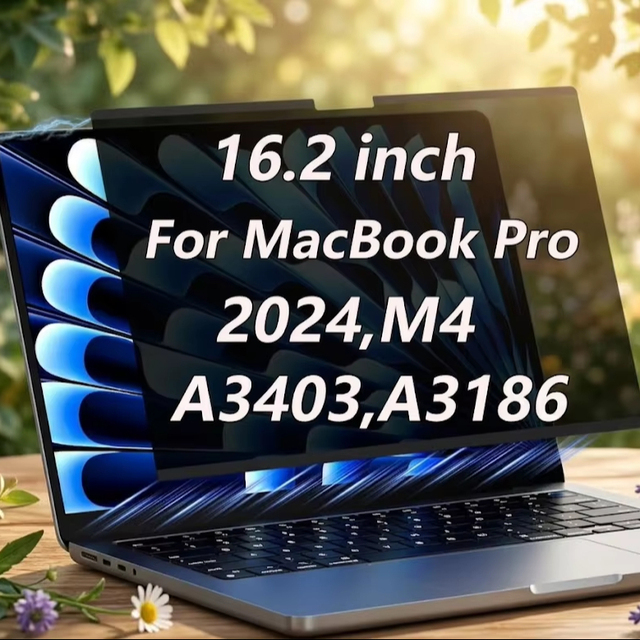 LX Tech Magnetic Soft PET Privacy Screen Protector 0.25mm Thick 2D Radian MacBook Pro 16.2inch 2024 Model M4 A3403 Removable