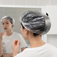 Bonnet de douche jetable noir transparent et imperméable pour hôtel, grande taille, biodégradable et écologique